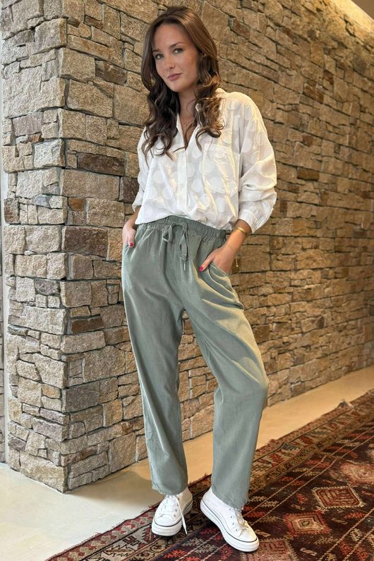 Made in Italy Baby Cord Classic Slim Jogger Soft Khaki /20 